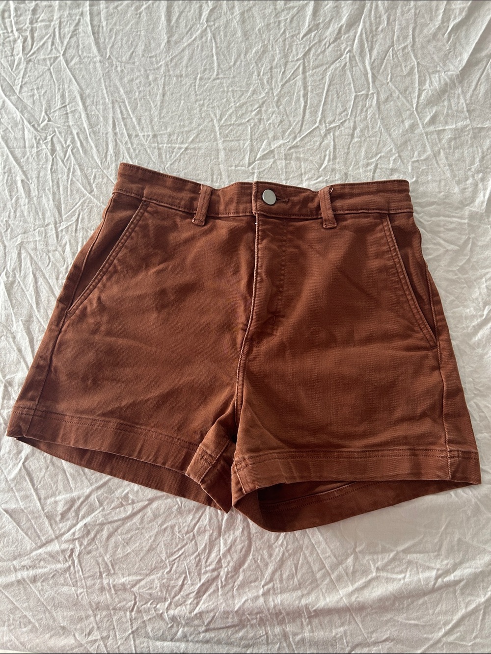 Everlane High-Waist Utility Shorts in Rust